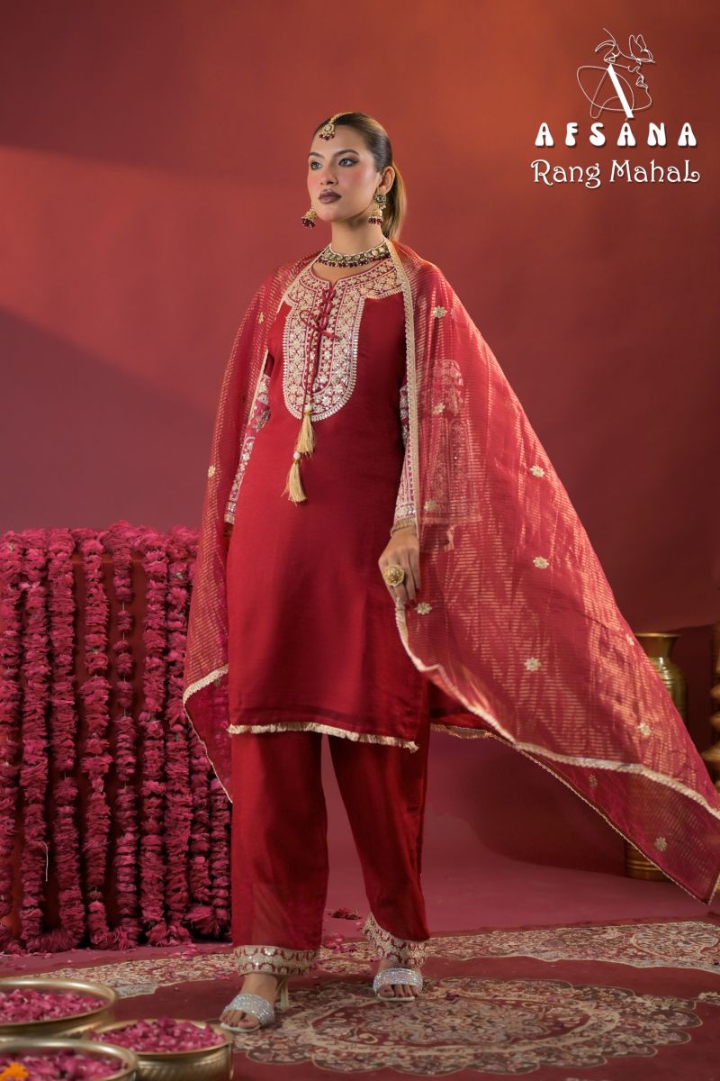 Rang Mahal By Afsana Rose Gold Crush Readymade Suits